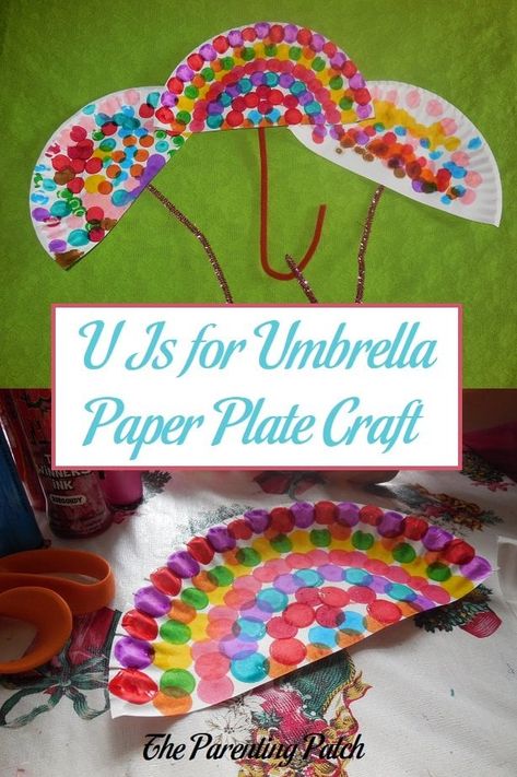 U is for umbrella Make a fun umbrella craft to help your preschooler learn about the letter Uu using paper plates, dot markers, and pipe cleaners. Materials White paper plates Dot markers Pipe cleaners Scissors Glue or tape Instructions Cut the paper plate in half. Decorate the paper plate half with dot markers. Fold the U Is For Umbrella, Letter U Crafts, Christmas Craft Ideas For Kids, Umbrella Paper, White Paper Plates, Easy Christmas Crafts For Kids, U Craft, Umbrella Craft, Easy Preschool Crafts