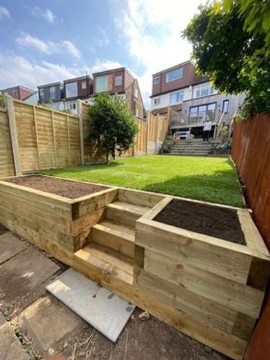 Sloped backyard decking ideas for sloping garden Slanted Garden Ideas, Garden With Slope, Garden Hill Ideas, Gardens On A Slope, Backyard Decking Ideas, Uneven Backyard Ideas Sloped Yard, Sloping Garden Ideas, Sloped Backyard Ideas, Backyard Decking