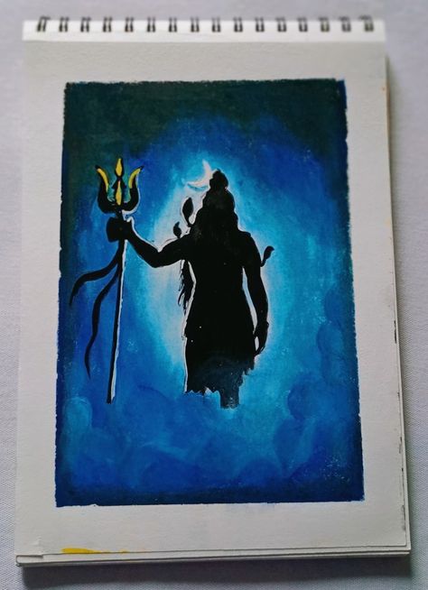 Shiva Drawing Sketches Easy, Shiv Ji Oil Pastel Drawing, Shiva Painting Acrylics Easy, Shiv Ji Easy Painting, Shiv Ji Sketch Easy, Shiv Painting Canvases, Shiv Painting Easy, Panting Photo Ideas Easy, Shiva Watercolor Painting