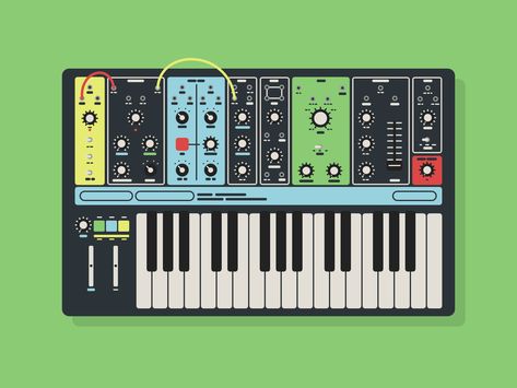 Moog Synthesizer Illustration, Synth Wallpaper, Synth Tattoo, Producer Aesthetic, Music Ui, Moog Synthesizer, Electronic Music Instruments, Martin Guitars, Prs Guitars