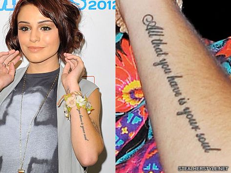 Cher Lloyd's "All That You Have Is Your Soul" Tattoo | Steal Her Style Cher Lloyd Tattoos, Harry Styles Facts, Song Tattoos, Harry Styles Quotes, Tracy Chapman, Soul Tattoo, Harry Styles Funny, Steal Her Style, Harry Styles Imagines