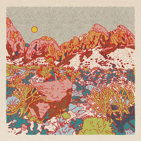 Modern Western Aesthetic, Desert Animation, Botanical Art Drawing, Mt Lemmon, Textile Illustration, 2024 Art, Art Apartment, Sketchbook Cover, Western Landscape