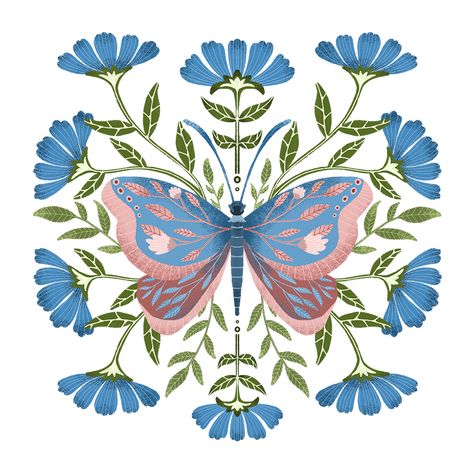 Symmetrical floral illustration, whimsical blue flower butterfly illustration, digital art Tea Time Illustration, Diy Invitation Card, Butterfly Sublimation, Svg Crafts, Svg Butterfly, Tattoo Minimal, Boho Butterfly, Butterfly Clipart, Svg Sublimation