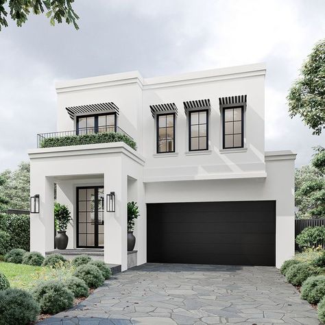 French Contemporary Home Exterior, French House Exterior Modern, Modern White House Exterior, Modern French Architecture, French Modern Home Exterior, Modern Home Design Exterior, Modern Classic House Exterior, Modern French House, 2 Story Homes