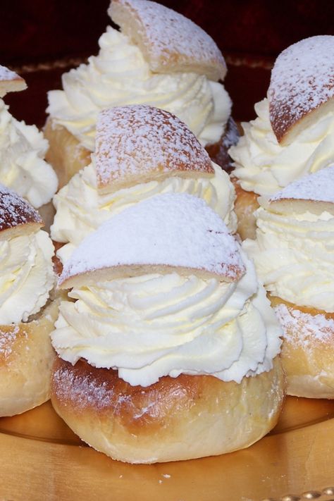 Swedish Cream Bun Cake, Semla Recipe, Estonian Recipes, Estonian Food, Cream Bun, Swedish Traditions, Cinnamon Roll Dough, Shrove Tuesday, Almond Paste