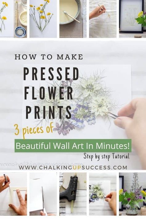 How to make three pieces of unique wall art in minutes. A step-by-step tutorial for making inexpensive, vintage-inspired, botanical pressed flower wall art. Press flowers and leaves from your garden to easily create DIY pressed flower artwork, prints and frames for beautiful home decor. Includes vintage paper mache background tutorial. #pressedflowers #gallerywall #walldecor #driedflowers#diydriedflowers#craftprojects Wood Letter Crafts, Pressed Flower Wall Art, Pressed Flower Wall, Background Tutorial, Press Flowers, Vintage Paper Mache, Flower Projects, Flower Pressing, Pressed Flower Crafts