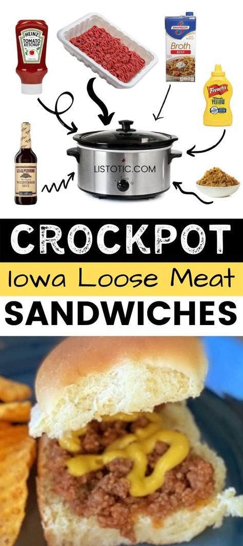 Loose Meat Sandwich, Maid Rite Sandwiches, Crockpot Meat, Loose Meat, Loose Meat Sandwiches, Cook Meat, Meat Sandwich, Meat Appetizers, Feed A Crowd