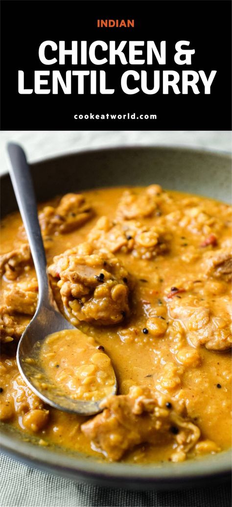 Dal Chicken Recipe, Chicken And Lentil Curry, Chicken Dahl Recipe, Chicken And Red Lentil Recipes, Lentil Chicken Recipes, Lentil And Chicken Recipes, Chicken Lentil Recipes, Chicken Lentil Curry, Lentil Chicken