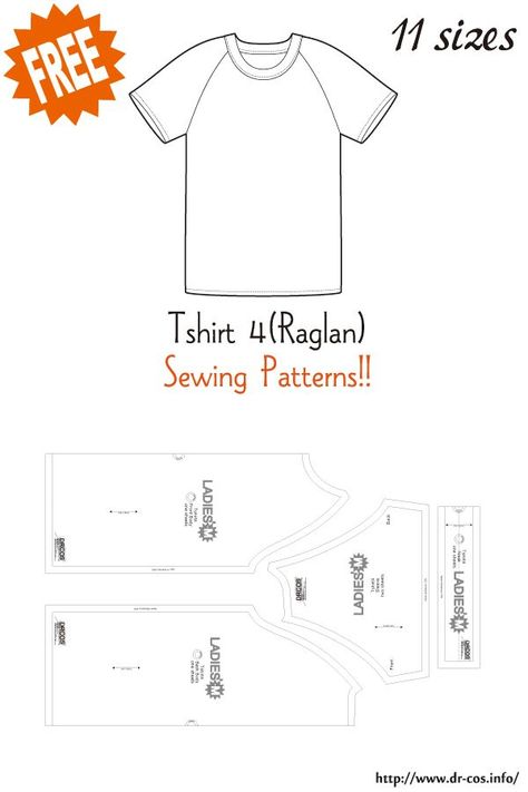 Raglan Tshirt Pattern Free Sewing, T-shirt Patterns, Tshirt Pattern For Men, T Shirt Sewing Pattern Free, T Shirt Pattern Design, Free Tshirt Pattern, T-shirt Pattern, Men's Shirt Pattern, Raglan Tshirt Pattern