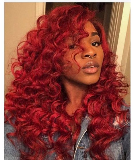 Long red curls Red Crotchet Hair, Red Crochet Hairstyles, Red Crochet Braids, Dark Ginger Hair, Ginger Hair Dyed, Weave Ideas, Red Hairstyles, Big 30, Fro Yo