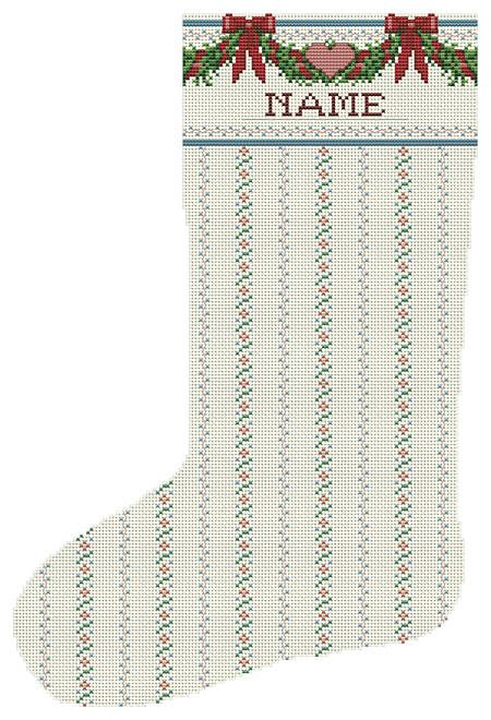 Cross Stitch Christmas Stockings Pattern, Cross Stitch Stocking Patterns, Heirloom Stocking, 2024 Manifesting, Cute Christmas Stockings, Christmas Needlepoint, Cross Stitch Stocking, Cross Stitch Christmas Stockings, Needlepoint Stockings