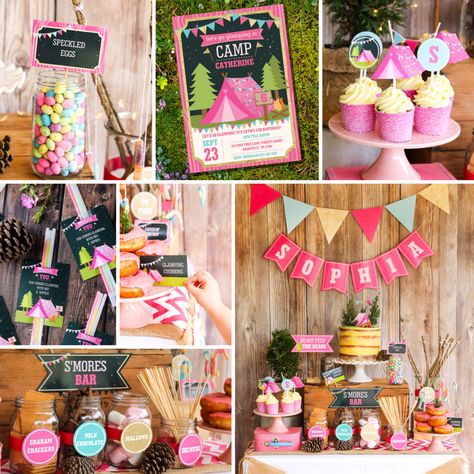 The cutest, glam-mest Glamping party printables you'll ever see! #glampingparty #campingparty #girlsglamping Glamping Birthday Party, Camping Theme Birthday, Glam Camping, Glamping Birthday, Camp Party, Tent Party, Glamping Party, Glamping Tent, Camping Birthday Party