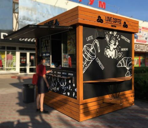 Kiosks Design Ideas, Outdoor Cafeteria, Coffee Kiosk, Street Food Design, Food Stall Design, Container Cafe, Small Coffee Shop, Outdoor Restaurant Design, Food Kiosk