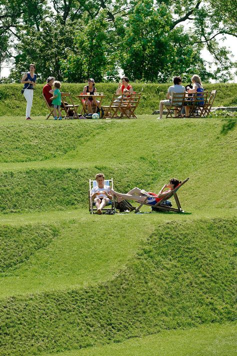 RAAAF, Atelier de Lyon, Rob 't Hart photography · Fort Werk aan 't Spoel Sloped Garden, D Gray Man, Landscaping Tips, Weimaraner, Contemporary Landscape, Delphinium, Land Art, Green Space, Urban Landscape