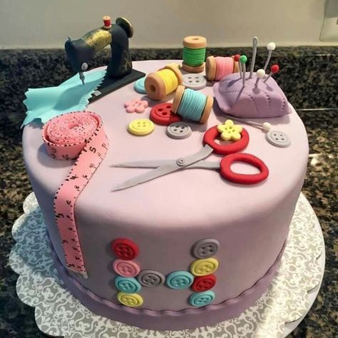 Sewing Cake Ideas, Fondant Unicorn Cake Toppers, Sewing Machine Cake, Sewing Cake, Cotton Candy Cakes, Number Birthday Cakes, Ice Cream Cone Cake, 25th Birthday Cakes, Fiesta Cake