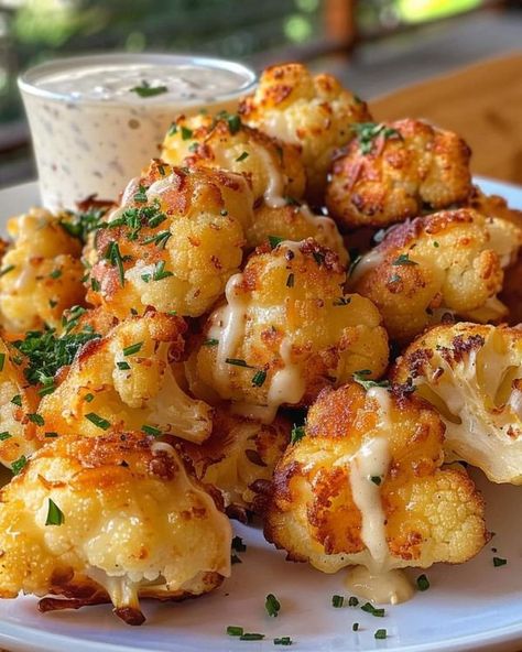 Cheesy Baked Cauliflower, Oven Baked Cauliflower, Cauliflower Cheese Bake, Parmesan Cauliflower, Cheesy Cauliflower, Cauliflower Bites, Baked Cauliflower, Fried Cauliflower, Healthy Slow Cooker