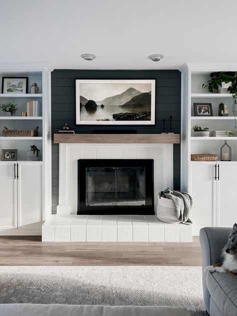 DIY Fireplace Built-Ins: IKEA Billy Bookcase Hack - Come Stay Awhile by Amanda Vernaci | Modern Farmhouse DIY + Home Renovation Ikea Fireplace, Bookshelves Around Fireplace, Cranberry Cottage, Billy Hack, Built In Around Fireplace, Bookcase Hack, Billy Ikea, Painting Ikea Furniture, Ikea Built In