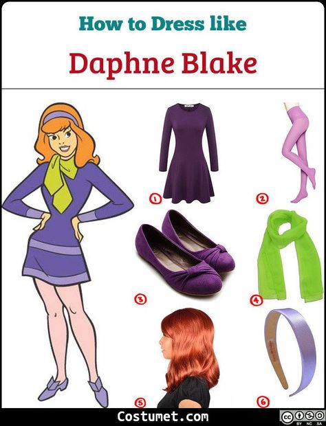 Daphne Blake (Scooby Doo) Costume for Cosplay & Halloween Thelma Costume Halloween Scooby Doo, Daphne Dress Scooby Doo, Scooby Doo Daphne Cosplay, Diy Fred Costume Scooby Doo, Scooby Family Costume, Female Scooby Doo Costumes, Daphne Costume Scooby Doo, Halloween Costume Cartoon Characters, Thelma Scooby Doo Costume