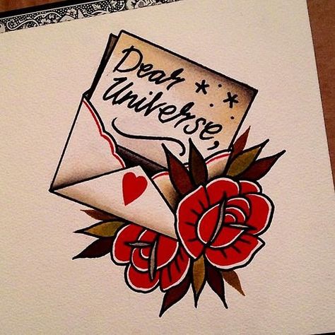 Love Letter Tattoo, Envelope Tattoo, Art Flash, Sailor Jerry Tattoos, Tattoo Filler, Traditional Tattoo Art, American Traditional Tattoo, School Tattoo, Old School Tattoo