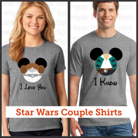 Star Wars Matching Shirts, Star Wars Couple Shirts, Star Wars Tshirts, Princess Leia Shirt, Family Shirt Design, Star Wars Couples, Disney Birthday Shirt, Custom Disney Shirts, Vacation 2023