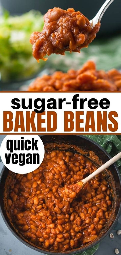 Healthy Homemade Baked Beans, Low Calorie Baked Beans, Vegan Maple Baked Beans, Clean Baked Beans, Ww Baked Beans, Healthy Baked Beans Clean Eating, Vegan Baked Beans Recipe, Paleo Baked Beans, Low Carb Baked Beans