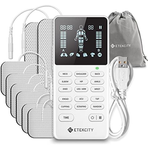 Etekcity TENS Unit Muscle Stimulator Machine with Replacement Pads for Pain Relief Multi-Modes, FSA HSA Approved Products, FDA Cleared 4 Channels Rechargeable Electric Pulse Massager Tens Machine, Tens Unit, Neck And Back Massager, Sciatica Pain Relief, Ten Unit, Back Massager, Muscle Stimulator, Sciatica Pain, Nerve Pain