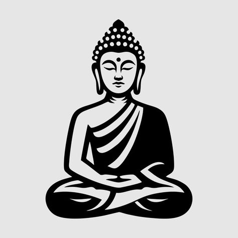 Vector a black and white image of a budd... | Premium Vector #Freepik #vector Sticker Ideas Black And White, Buddha Black And White, Black Vector Art, Buddha Vector, Wedding Clipart Free, Black And White Graphic Design, Japanese Drawing, Japanese Ornament, Black And White Graphics