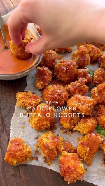 Spicy Buffalo Sauce, Cauliflower Nuggets, The Best Cauliflower, Spicy Cauliflower, Vegan Challenge, Nuggets Recipe, Plant Milk, Plant Based Cookbook, Vegan Cookbook