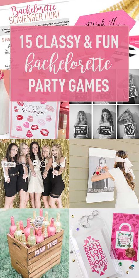 15 Cute & Classy Bachelorette Party Games    Get ideas, DIYs and Free Downloads for games the I Do Crew will <3. Bachelorette Party Games Diy, Party Games Diy, Classy Bachelorette Party Games, Fun Bachelorette Party Games, Classy Bachelorette, Fun Bachelorette Party, Bachelorette Diy, Classy Bachelorette Party, Bride Friend