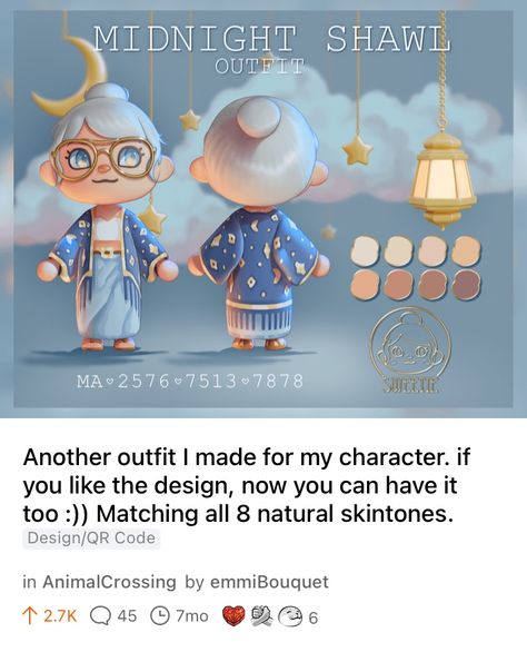 Animal Crossing Pajamas Code, Animal Crossing Pajamas, Shawl Outfit, Animal Crossing Qr, Animal Crossing, Shawl, Pajamas, Coding, Animals