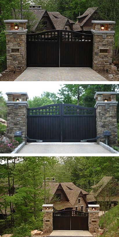 Tor Design, Wooden Gates Driveway, Gate Designs, Driveway Entrance, Entrance Gates Design, Wood Gate, Urban Interiors, House Gate Design, Front Gates