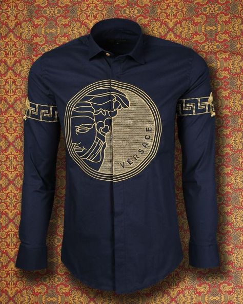 Versace T Shirt Men, Decorating Shirts, Mens Clothing Trends, Boys Shirts Pattern, Versace Shirts, Stylish Shirts Men, Puffer Jacket Outfit, Versace T Shirt, Luxury Clothes Men