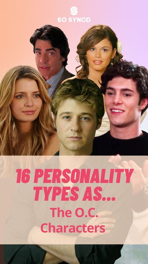 Today we take a look at the 16 personality types of The O.C. characters. The O.C. is an iconic TV show that captured the heart of teens around the world. It was full of teenage angst, love triangles, and dramatic plot twists. The O.C. made us laugh, cry, and everything in between. Ryan Atwood, 16 Personality Types, The 16 Personality Types, Different Personality Types, Different Personality, Seth Cohen, 16 Personalities, The Oc, Tv Characters