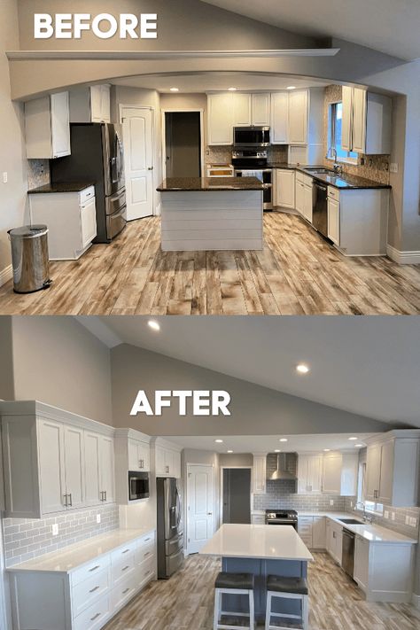 Kitchen Remodel--Before and After! Budget Farmhouse, Kitchen Remodel Pictures, Before After Kitchen, House Makeovers, Kitchen Redesign, Diy Kitchen Remodel, Kitchen Transformation, Kitchen Remodel Design, Kitchen Remodel Before And After