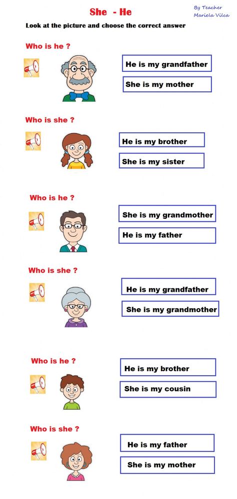 He She Worksheet, Who Is She, English Learning Books, Conversation Topics, What Is Your Name, English As A Second Language (esl), English As A Second Language, Exercise For Kids, School Subjects