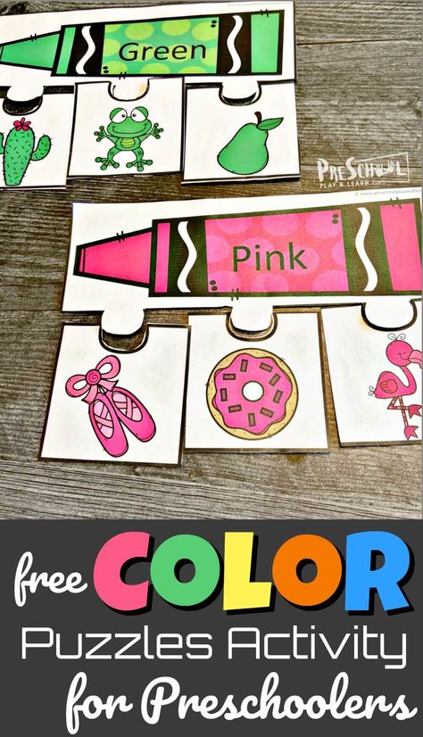 FREE Printable Color Puzzles - Fun Color Activity for Preschoolers Color Counting Activities Preschool, Preschool Color Activies, Preschool Favorite Color Activities, Recognizing Colors Preschool, Color Craft For Preschool, Preschool Busy Boxes Free Printables, Printables For Preschoolers Free, Colour Matching Printable Free, Colors Practice Preschool