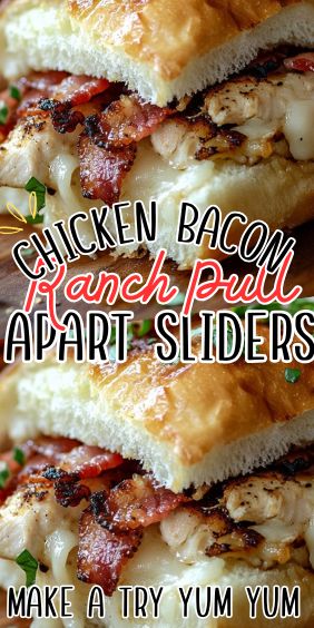 Chicken Bacon Ranch Pull-Apart Sliders Chicken Bacon Ranch Pull Apart Rolls, Sliders Chicken Bacon Ranch, Bacon Chicken Ranch Sliders, Chicken Bacon Ranch Sliders Crockpot, Chicken Bacon Ranch Subs, Chipotle Chicken Sliders, Chicken Ranch Sliders, Chicken Sliders Recipes, Ranch Bread