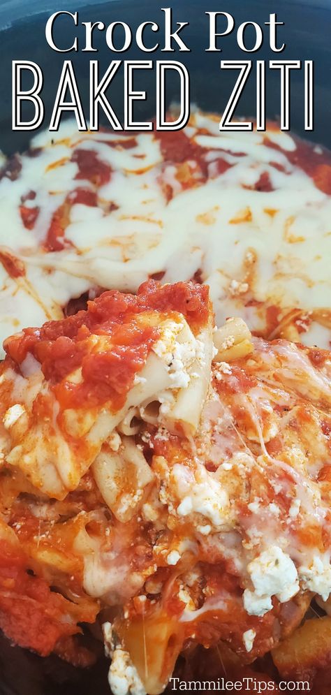 Crockpot Spaghetti With Ricotta Cheese, Dishes Without Meat, Crockpot Recipes Without Meat, Baked Ziti With Italian Sausage Crockpot, Crockpot Pasta With Ricotta, Crock Pot Ziti With Meat, Baked Ziti In Crockpot Easy Recipes, Crockpot Ziti With Meat, Pot Luck Crock Pot Dishes