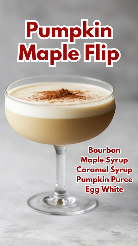 Pumpkin Maple Flip Maple Syrup Caramel, Pumpkin Cocktails, Autumn Beverages, Maple Cocktail, Bourbon Maple Syrup, Cocktail Cards, Bourbon Sour, Bourbon Caramels, Specialty Drinks