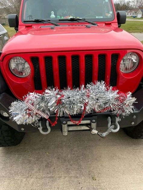 Jeep Christmas decorations ideas Decorate Jeep For Christmas, Jeep Christmas Decorations, Jeep Wrangler Christmas, Christmas Trunk Or Treat Ideas, Jeep Decorations, Trunk And Treat, Christmas Trunk Or Treat, Jeep Decor, Jeep Christmas