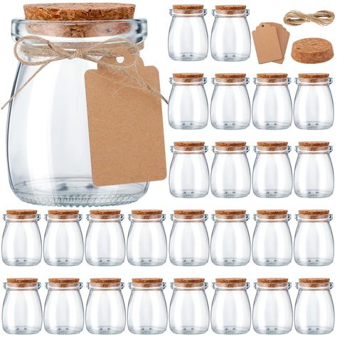 PRICES MAY VARY. Glass Jar Set: you will be provided with 50 pieces of 3.4 oz small jars with cork lids, 100 pieces of label tags, 50 pieces of gift bags and jute twines, the nice combination and sufficient quantities can support your use and replacement needs in daily life Reliable and Safe Material: our mini pudding jars with lids are made of quality glass, and the lid is made of cork, which are lightweight but reliable, not easily broken or deformed, and can be safely applied for your hand ma Love Is Sweet Wedding Favors, Spice Jar Wedding Favor, Boho Wedding Favors For Guests, Party Favors For Wedding Guests, Wedding Party Favors Cheap, Amber Wedding, Wedding Favour Jars, Favour Jars, Gift Favors