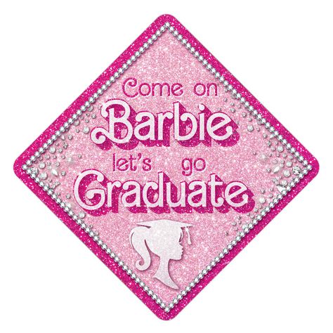 Calling all Barbies!!! About A Tassel Topper is the ultimate form of self expression and is the professional way to decorate your graduation cap. We print your design on a durable sheet of plastic that fits directly on top of your graduation cap with the help of our adhesives. The Tassel Topper won't damage your grad cap in any way and is a sure way to stand out in the crowd at your graduation ceremony. They leave room for the turning of the tassel part of the ceremony and they can be removed or Boujee Graduation Cap, Graduation Cap Designs 8th Grade Girl, Girls Graduation Cap Ideas, Wicked Graduation Cap, One Degree Hotter Graduation Cap, Graduation Cap Designs Barbie, Kinder Graduation Cap Ideas, Beyonce Graduation Cap, Graduation Cap Designs Girly