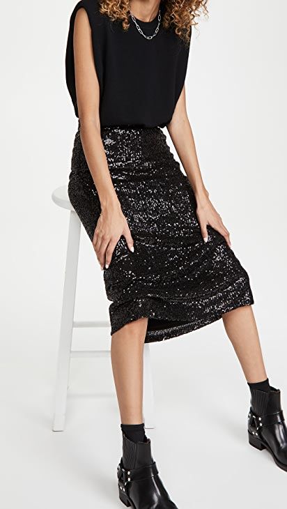 Starry Night Skirt, Neutral Blouses, Black Sequin Skirt, Night Skirt, Sequin Midi Skirt, Unique Fits, Women Midi, Bb Dakota, China Fashion