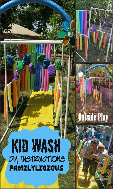 Water Obstacle Course For Kids, Pool Noodle Obstacle Course Ideas, Pool Noodle Outdoor Games, Pool Noodle Construction, Pool Noodle Installation, Games With Pool Noodles For Kids, Pool Noodle Obstacle Course, Outdoor Play Area For Kids, Water Obstacle Course