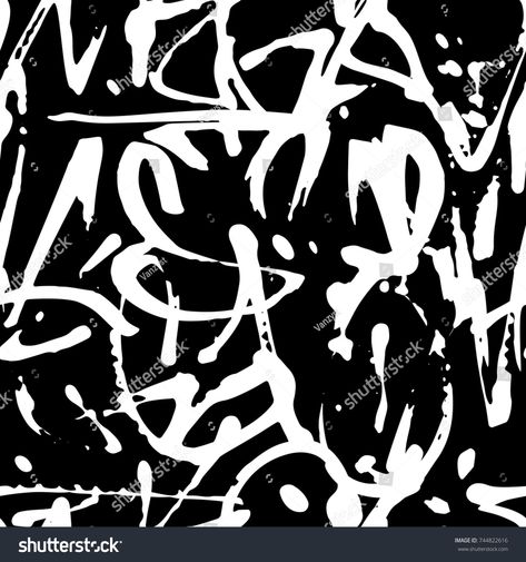 Vector graffiti seamless pattern with abstract tags, letters without meaning. Fashion hand drawing texture, street art retro style, old school design for t-shirt, textile, wrapping paper, black white #Ad , #SPONSORED, #Fashion#meaning#letters#texture Texture Drawing, Graffiti Font, Vector Pattern, Logo Design Inspiration, All Art, Adobe Stock, Seamless Pattern, Stock Images Free, Seamless Patterns