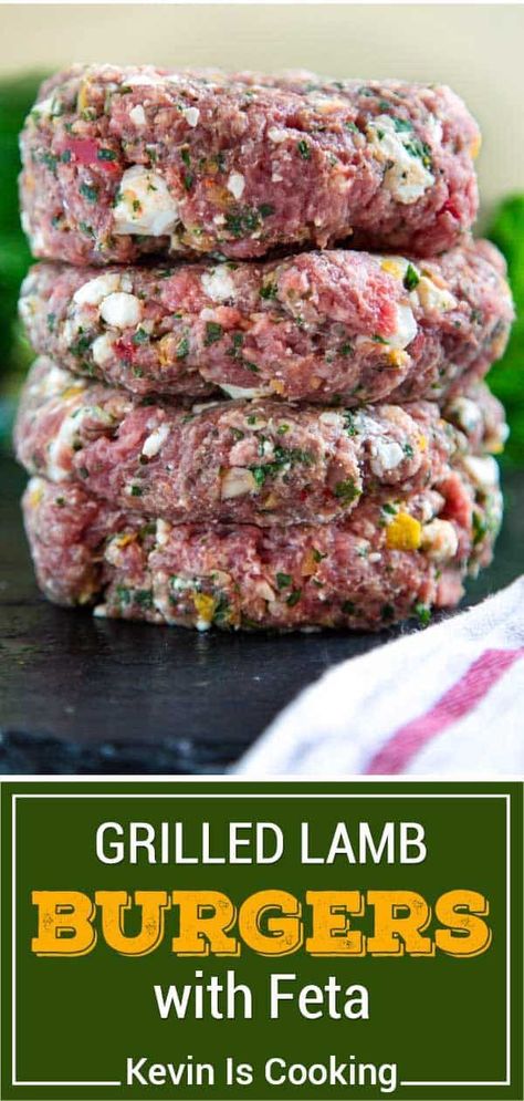 Stuffed Lamb Burgers, Gyro-style Lamb Burgers With Tzatziki And Grilled Onions, Greek Lamb Burgers With Feta, Minted Lamb Burgers, Ground Lamb Feta Recipes, Lamb Feta Burgers, Mediterranean Ground Lamb Recipes, Grilled Lamb Burgers, Ground Lamb Dinner