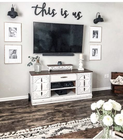 Arizona Apartment, Promise To Myself, Tv Wall Decor, House Decorations, Farmhouse Decor Living Room, Living Room Remodel, Living Room Makeover, Living Room Decor Apartment, New Living Room