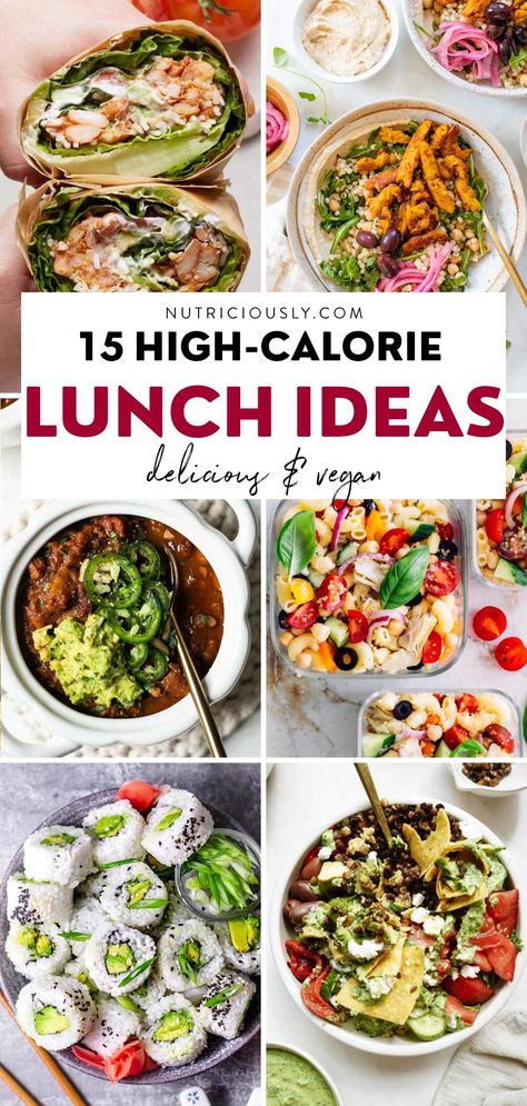 Try these quick and easy high-calorie lunch ideas for work or school! They are great for meal prep, bulking, weight gain, and staying full. This list features curries, sandwiches, tacos, shawarma bowls, and more, all having over 500 calories per serving! High Calories Food Recipes, High Calorie Sandwich, Meals High In Calories, Weight Gain Vegetarian Meals, Full Protein Meals, High Protein Cold Lunch Ideas, High Calorie Lunch Ideas, High Calorie Lunch Weight Gain Meals, 3000 Calorie Meal Plan Weight Gain Diet