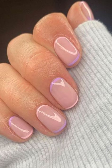 Biab French Manicure, Reverse Manicure French, Reverse Tip Nails, Reverse French Tip Nails, Nails Corte, Different French Manicure Ideas, Natural Nail Looks, Biab Manicure, Reverse French Tip