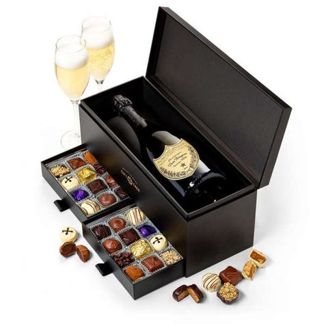 Champagne And Chocolate Gift, Champagne And Chocolate, Champagne Gift Baskets, Unique Wine Gifts, Bday Gifts For Him, Champagne Chocolate, Surprise Gifts For Him, Thoughtful Gifts For Him, Romantic Gifts For Him